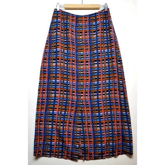 Vintage Express Rayon Basketweave Plaid Maxi Skirt Size 7/8 Juniors USA Womens S - Picture 5 of 16